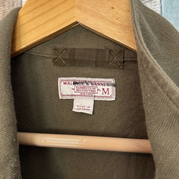 Wallace & Barnes M Olive Green Shirt Jacket Utility Herringbone J Crew Workshirt - Picture 4 of 5